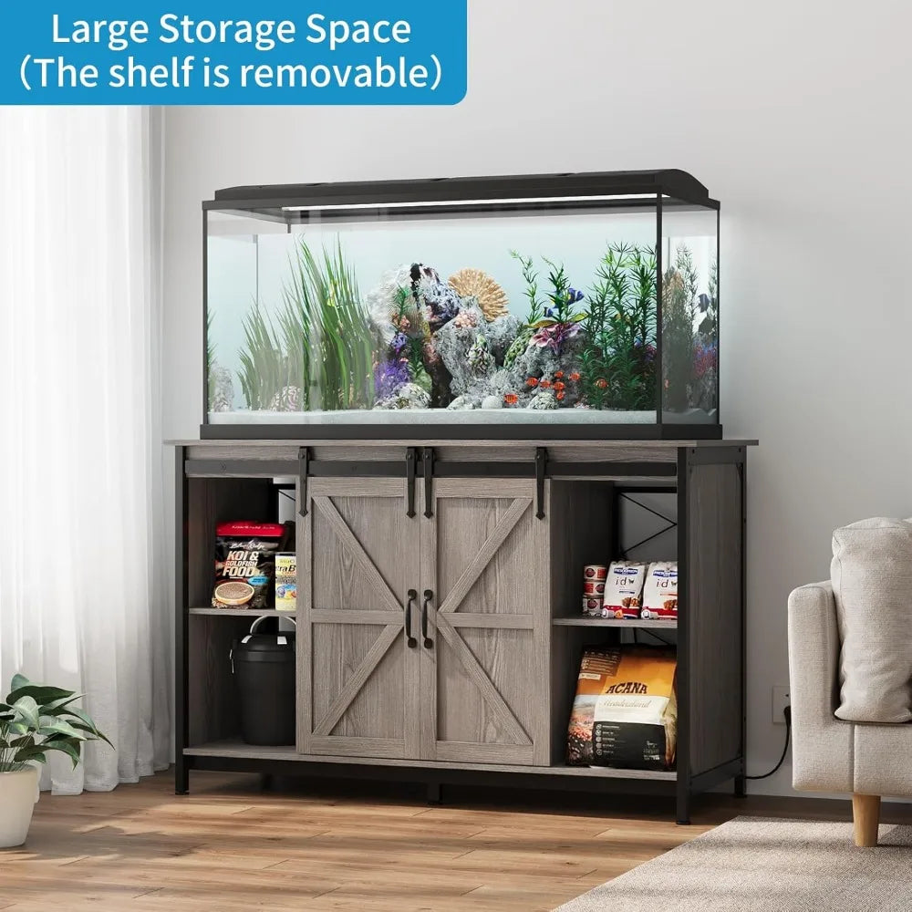 Farmhouse 55 To 75 Gallon Fish Tank Stand With Power Outlet