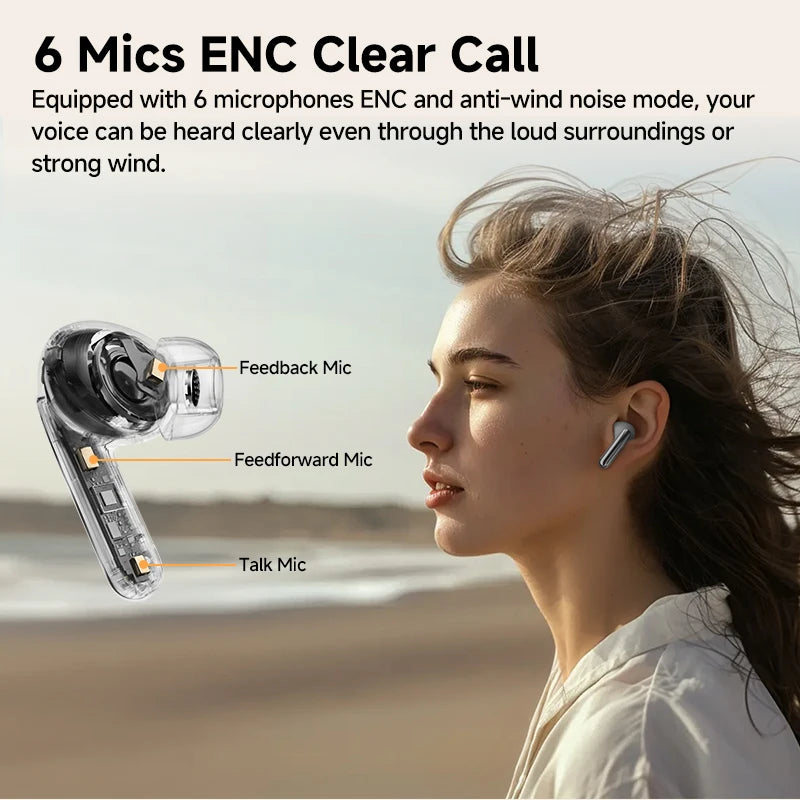 QCY MeloBuds Pro Wireless Earphones with 46dB Active Noise Cancellation Hi-Res LDAC Bluetooth 5.3 and 6 Microphones