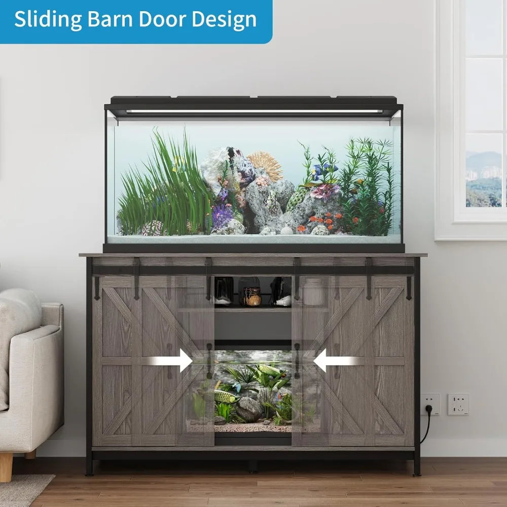 Farmhouse 55 To 75 Gallon Fish Tank Stand With Power Outlet