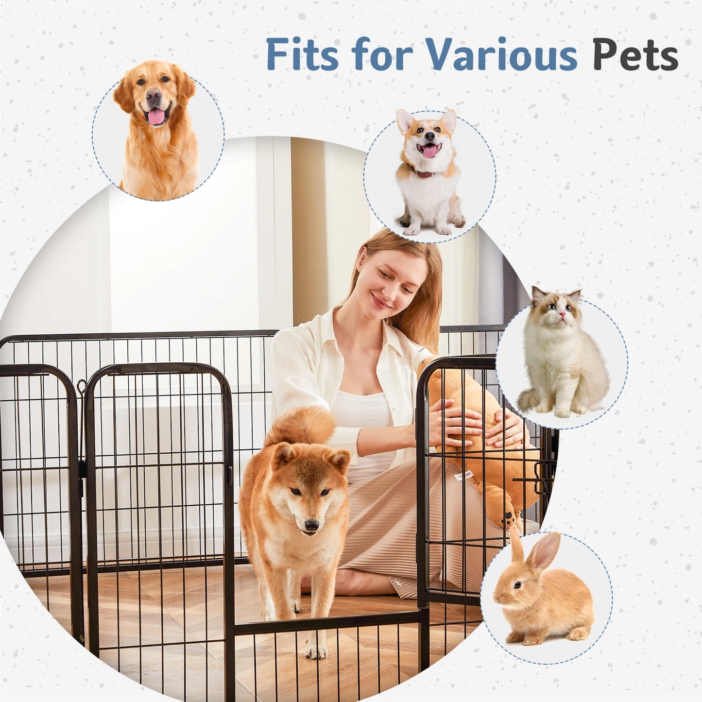JHK 16 Panel Dog Playpen Indoor Metal Fence With Doors