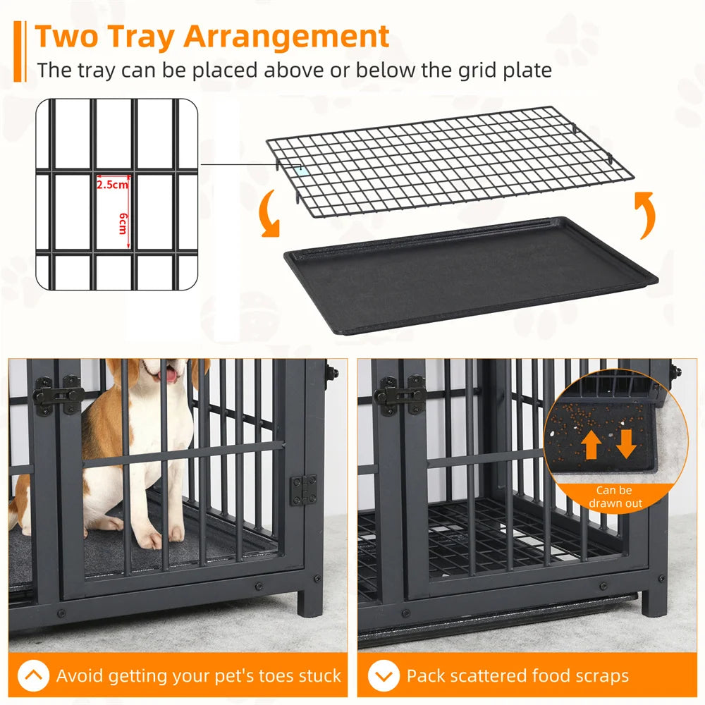 Wooden Dog Crate End Table Elevated Lattice With 3 Doors