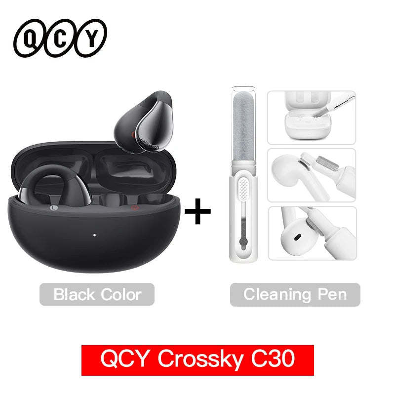 QCY Crossky C30 Earclip Wireless Earphones Bluetooth 5.4 Open Ear Sports TWS Earbuds Dual-Connection Headphone Clip-on Headset