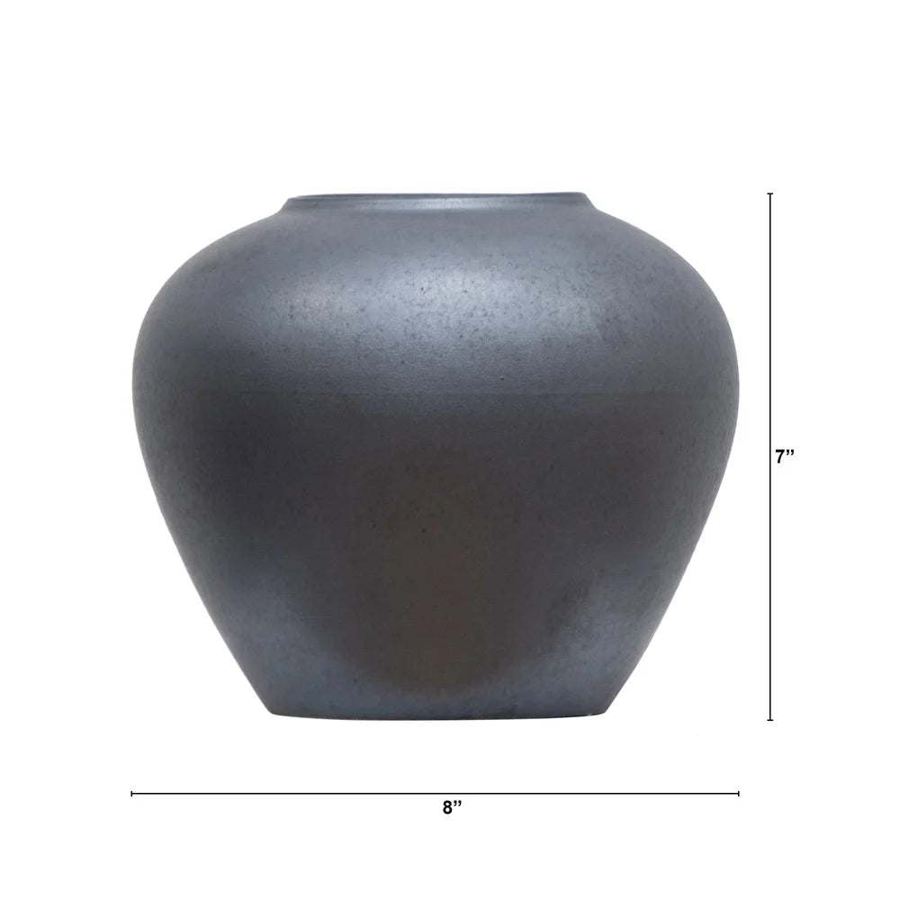 Ceramic Round Urn Vase Decorative Home Accent Ideal Fresh Flowers Dried Stems Indoor Use Graceful Curves Sophisticated Design