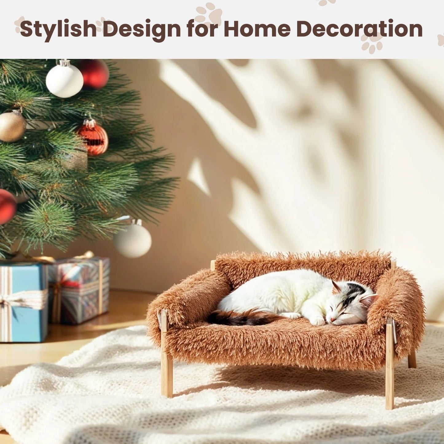 Raised Wooden Leg Cat Sofa Bed For Indoor Cats Comfort