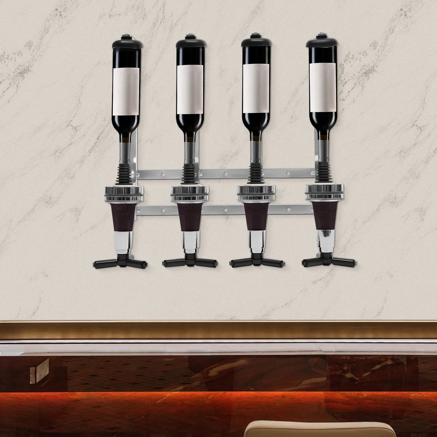 4 Head Silver Wine Rack Bar Accessories Wall Mounted Bottle Bracket for Parties Bars, and Home Bars
