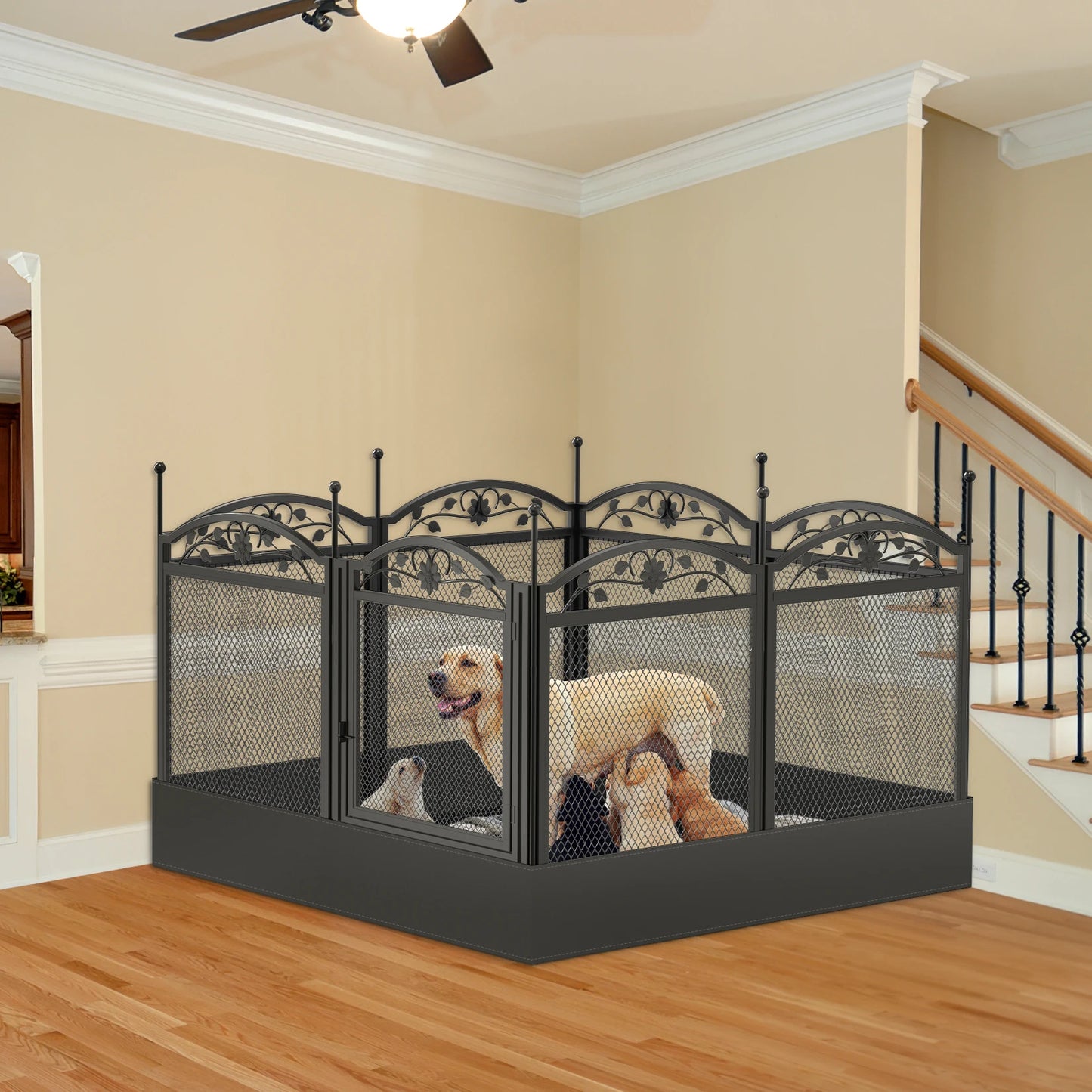 8 Panel Heavy Duty Dog Playpen For Whelping With Pad