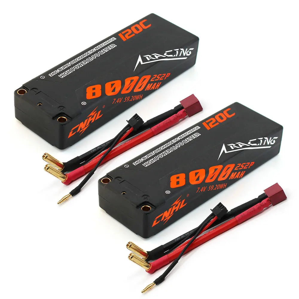 2pcs CNHL 2S 7.4V 5600mAh 6600mAh 8000mAh Lipo Battery 120C Hard Case With T EC5 Plug For RC Car Tank Boat Vehicle Truck Buggy