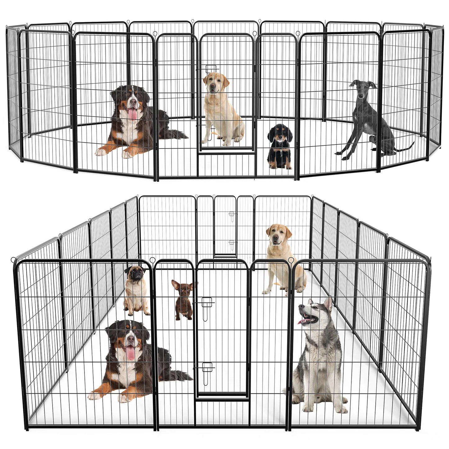 JHK 16 Panel Dog Playpen Indoor Metal Fence With Doors