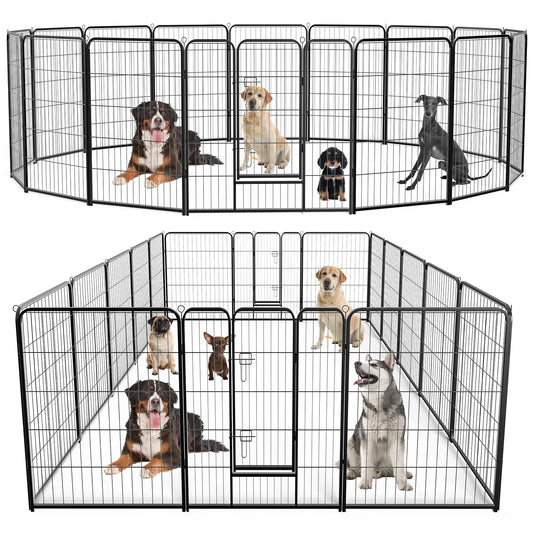 JHK 16 Panel Dog Playpen Indoor Metal Fence With Doors