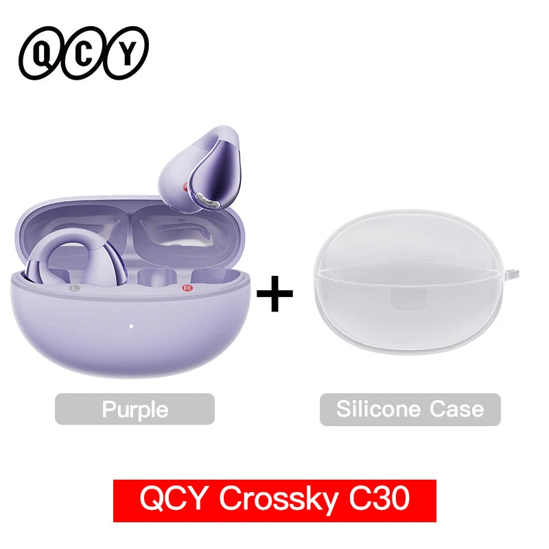 QCY Crossky C30 Earclip Wireless Earphones Bluetooth 5.4 Open Ear Sports TWS Earbuds Dual-Connection Headphone Clip-on Headset