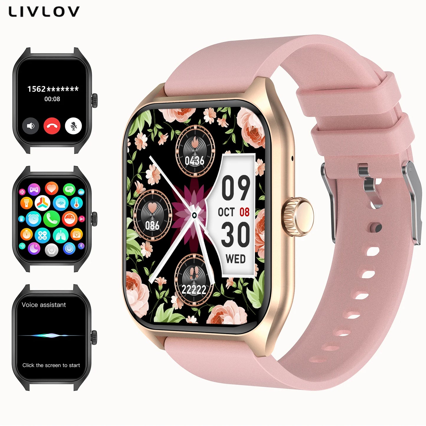AI Voice Assistant Smart Watch for Men and Women with 1.96 Inch HD Screen Activity Trackers and 100 Plus Sports Sleep Heart Rate Monitor
