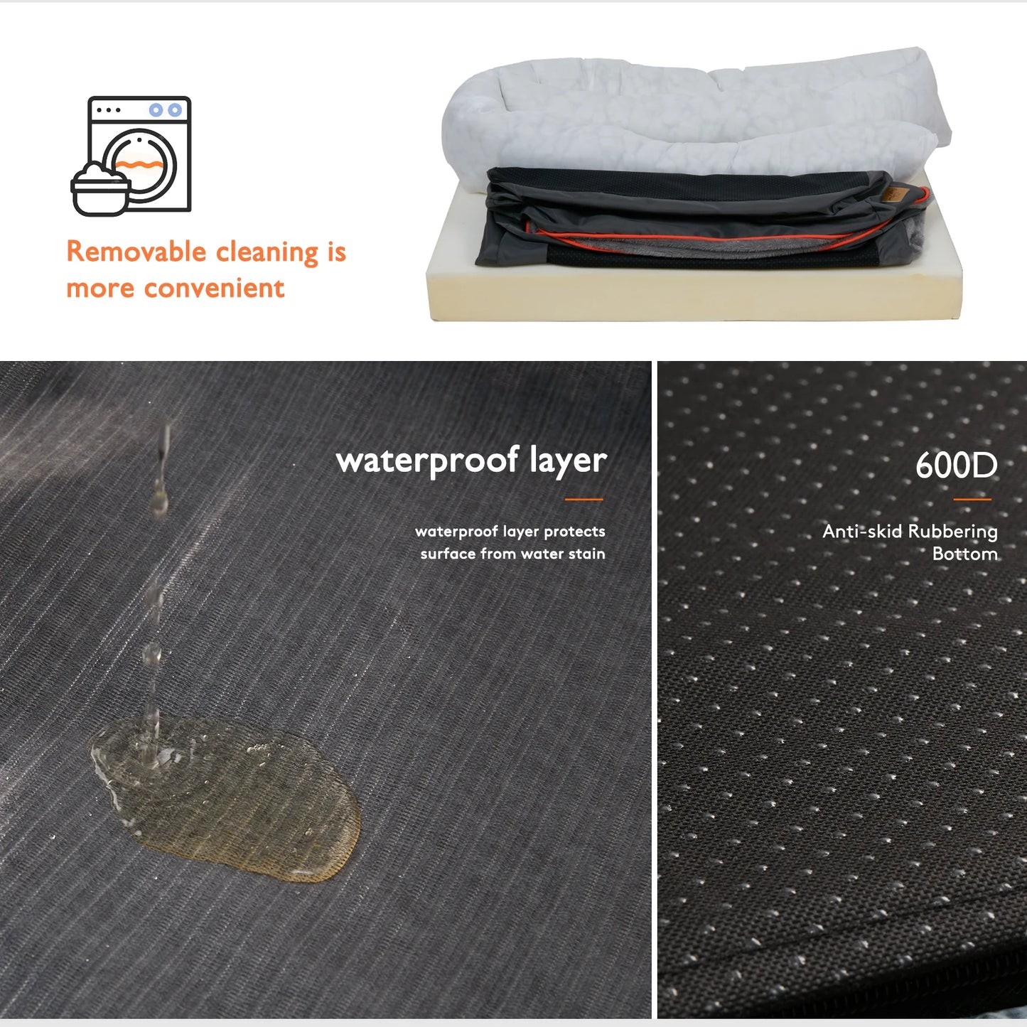 Orthopedic Dog Bed With Removable Cover And Cotton Bolster