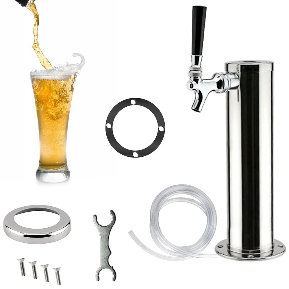 Bar Home Single Tap Faucet Draft Beer Keg Tap Tower Kegerator Stainless Steel