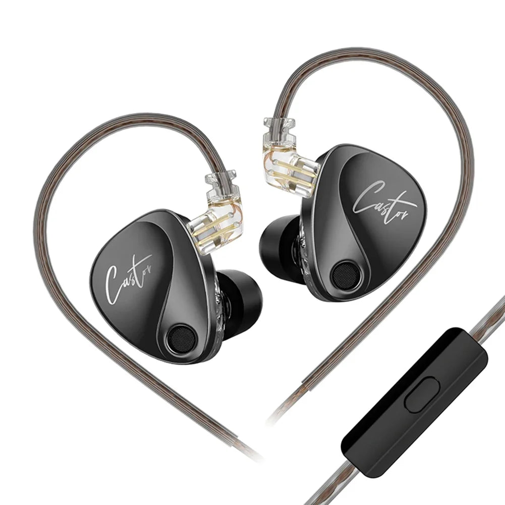 KZ Castor Wired Earbuds In Ear HiFi Earphone Detachable Cable 2 Dynamic Tunable Balanced Armature Earphones with Mic Earbuds