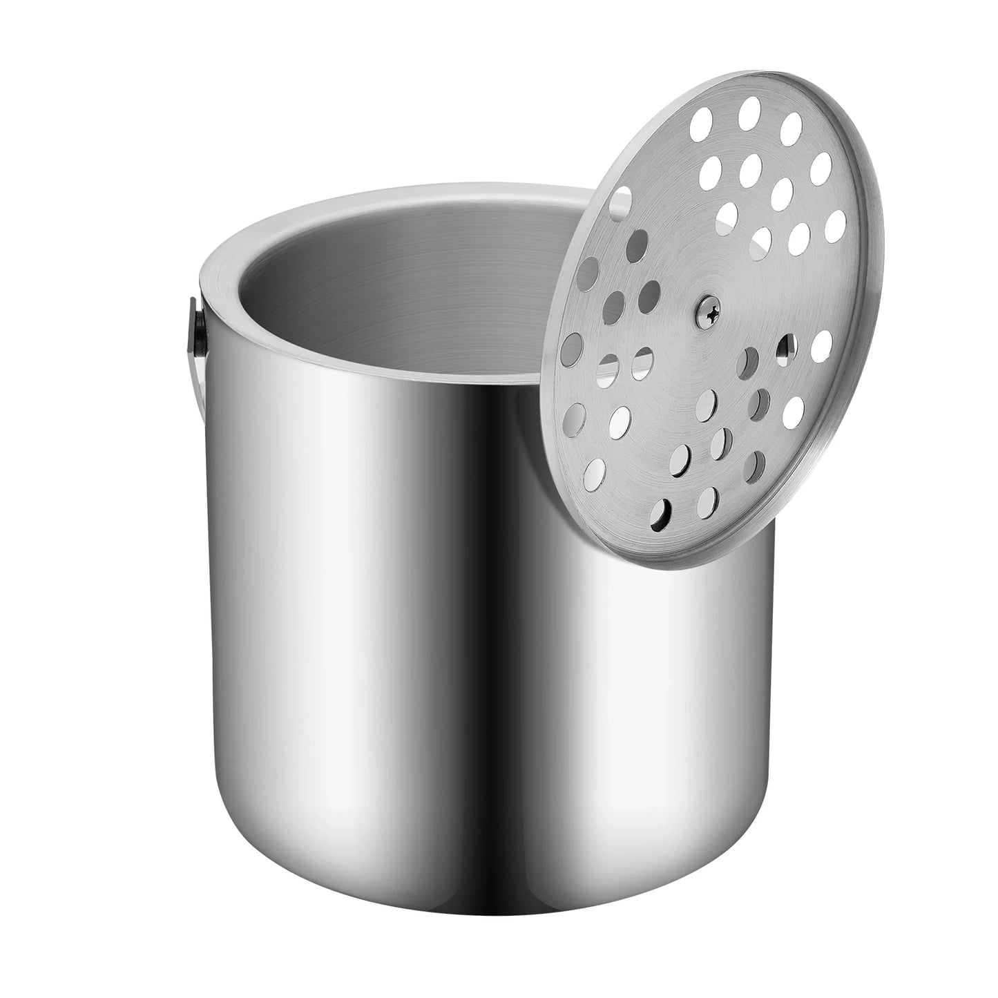 1.3L Portable Double-Walled Ice Bucket with Tongs Lid Stainless Steel Ice Cube Container For Wine/Drinking/Beer Cooler