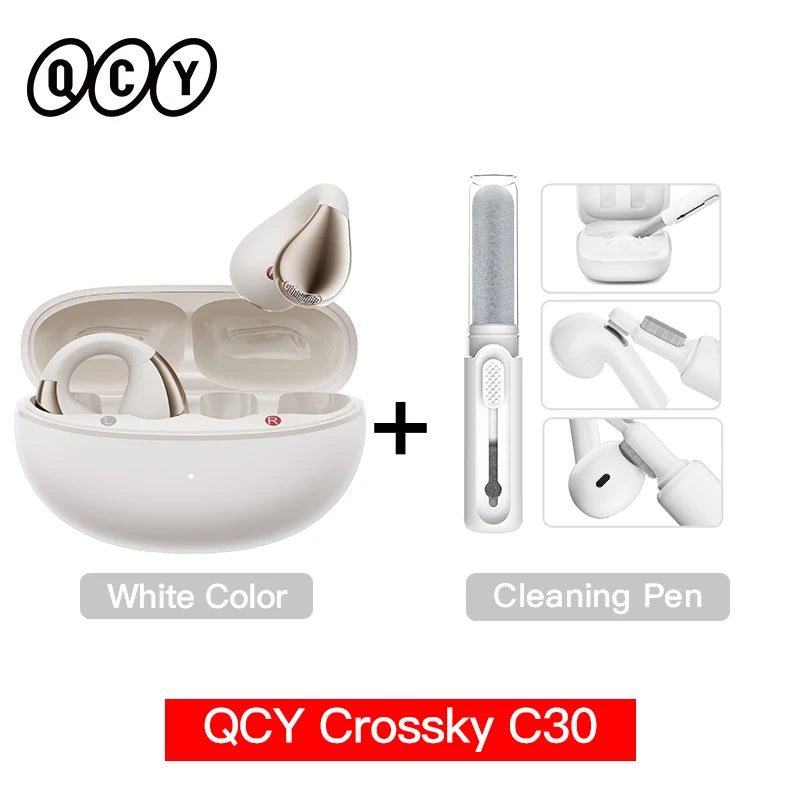 QCY Crossky C30 Earclip Wireless Earphones Bluetooth 5.4 Open Ear Sports TWS Earbuds Dual-Connection Headphone Clip-on Headset