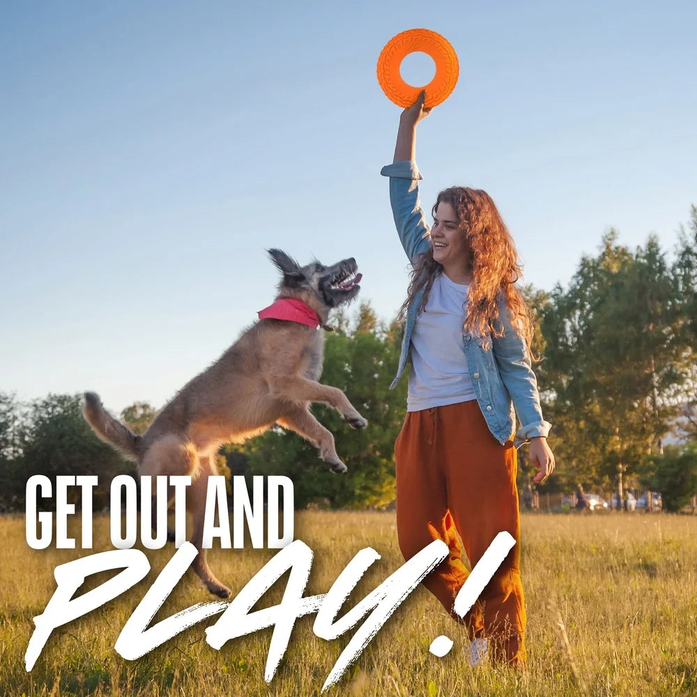 Durable 10 Inch Dog Flyer TPR Toy Fetch Aerodynamic Play Non-Slip Tire Tread Design Lightweight Portable Outdoor Fun