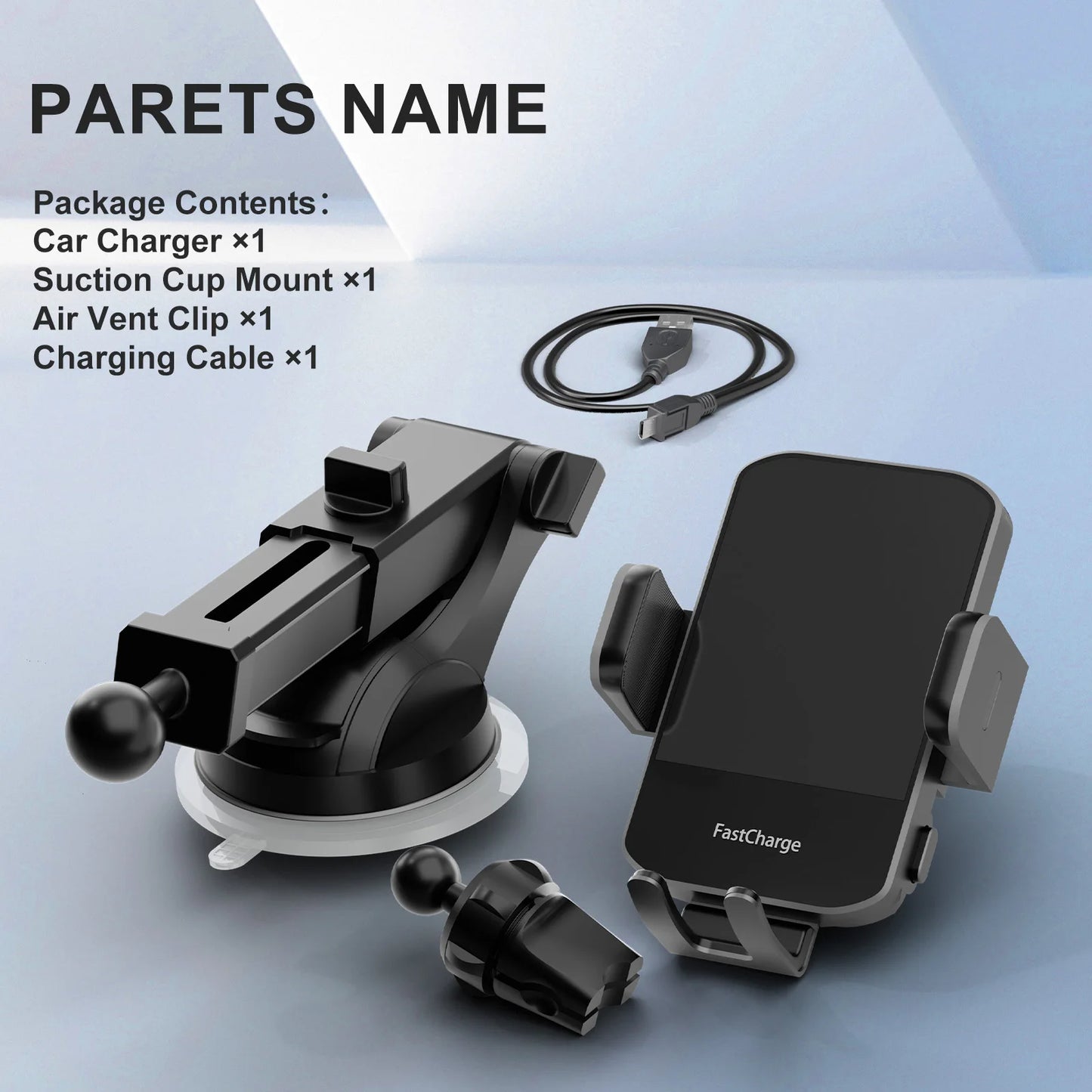 Wireless Car Charger Phone Holder 15W Fast Charge Station Mount Phone For IPhone 16 15 14 13 12 Pro Max 11 XR XS Samsung Galaxy