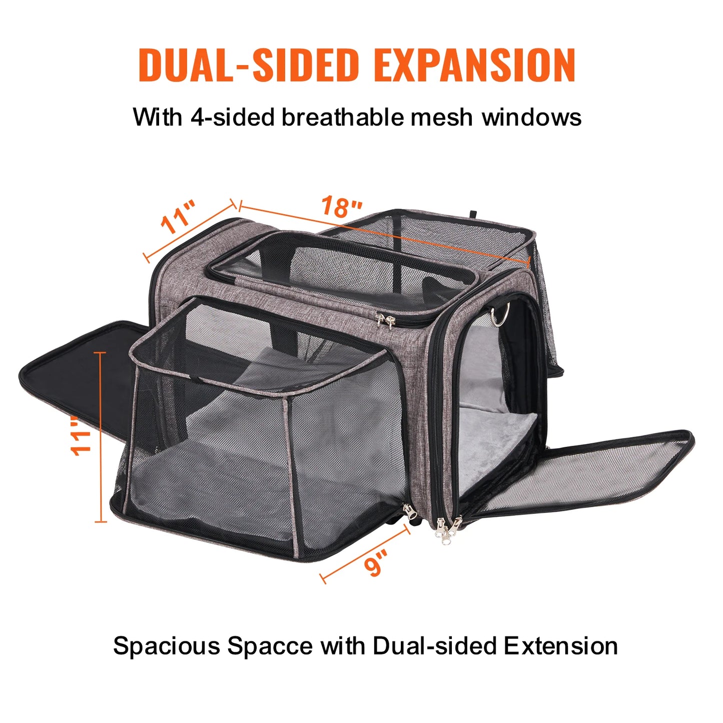 Breathable Cat Carrier Backpack Wheels Telescopic Handle