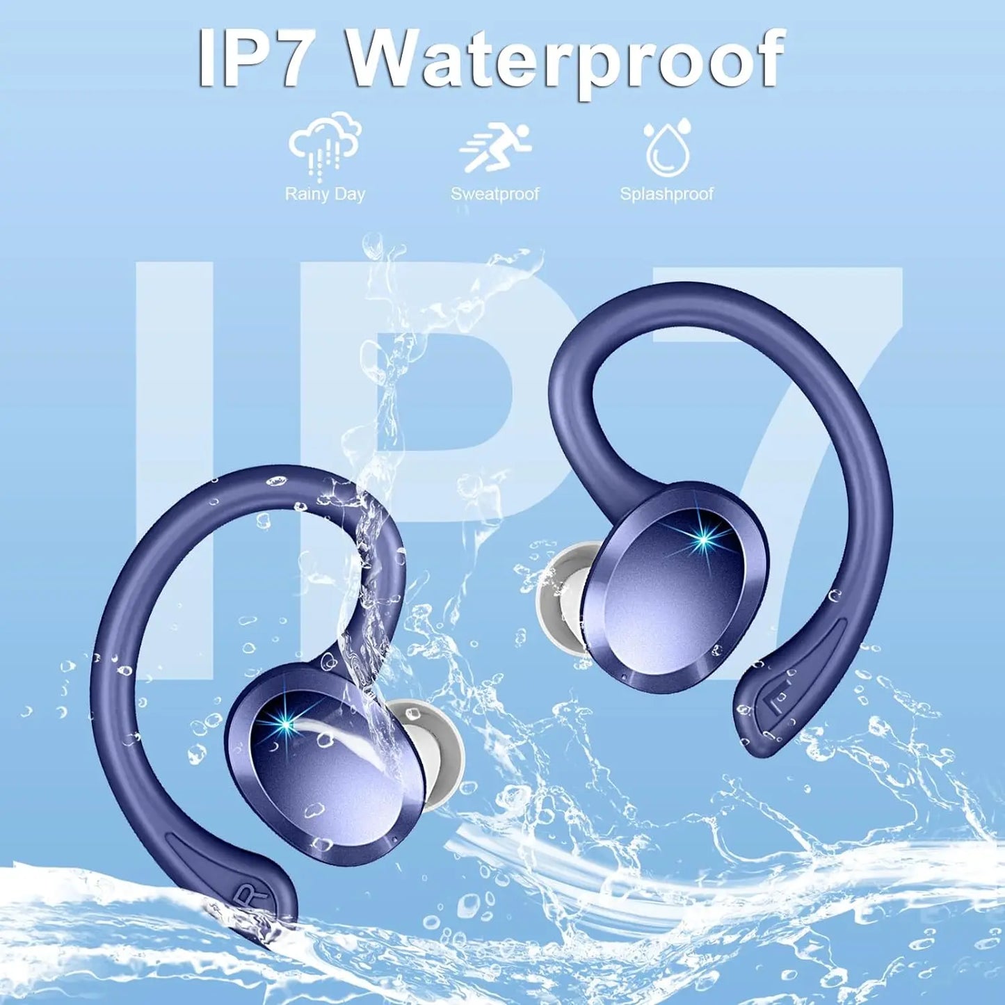 Wireless Earbuds Bluetooth 5.3 On Ear Headset Noise Cancelling Mic 48 Hour Playtime Sports Headphones for Workout and Running