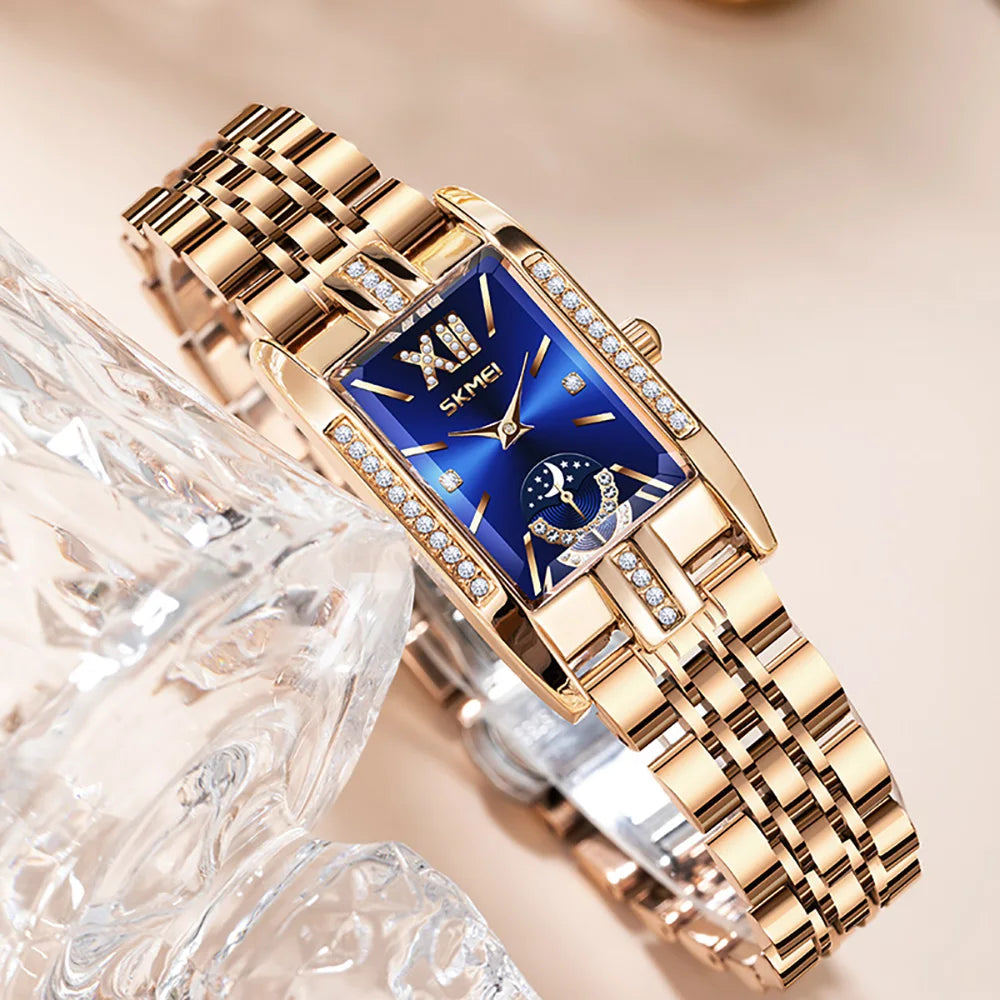 Stainless Steel Date Womens Watch 30M Waterproof Timepiece