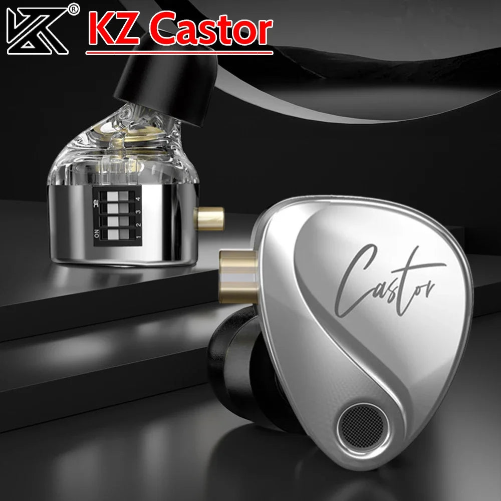 KZ Castor Wired Earbuds In Ear HiFi Earphone Detachable Cable 2 Dynamic Tunable Balanced Armature Earphones with Mic Earbuds