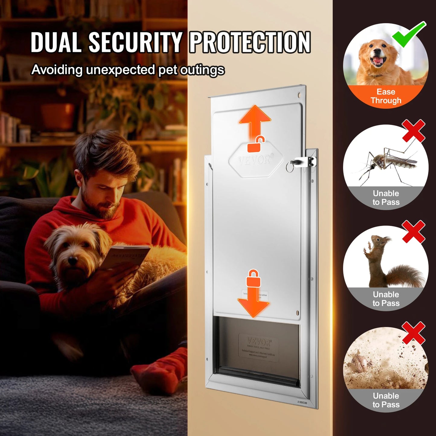 SucceBuy Aluminum Frame Pet Door with Lock and Flap