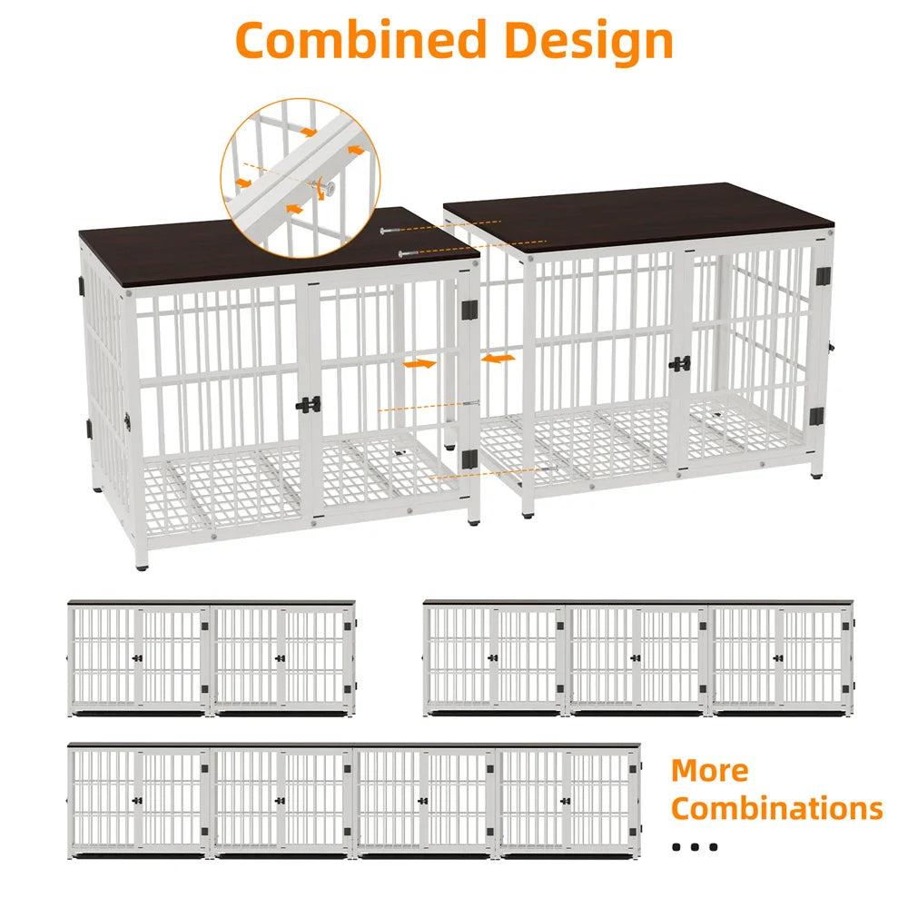 Wooden Dog Crate End Table Elevated Lattice With 3 Doors