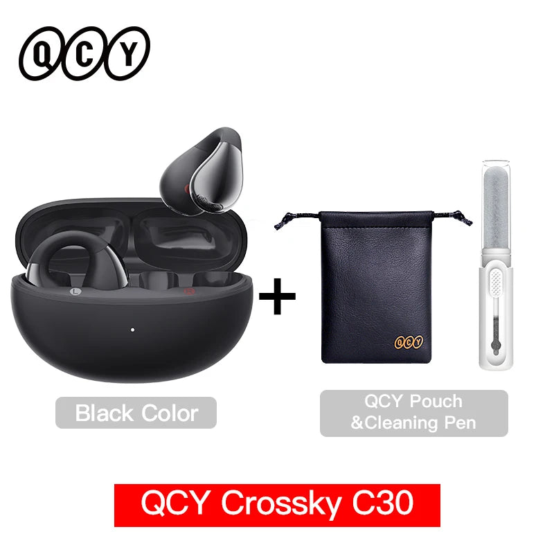 QCY Crossky C30 Earclip Wireless Earphones Bluetooth 5.4 Open Ear Sports TWS Earbuds Dual-Connection Headphone Clip-on Headset