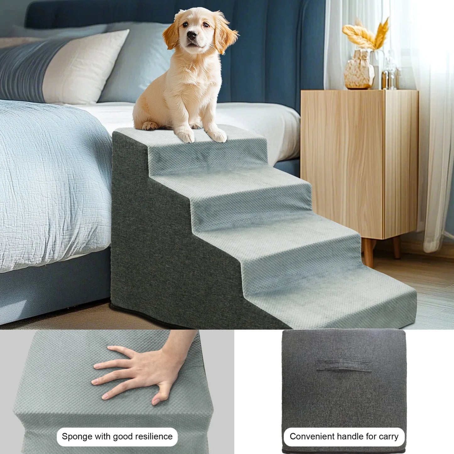 High Density Foam Dog Stairs For Beds And Sofas Non Slip