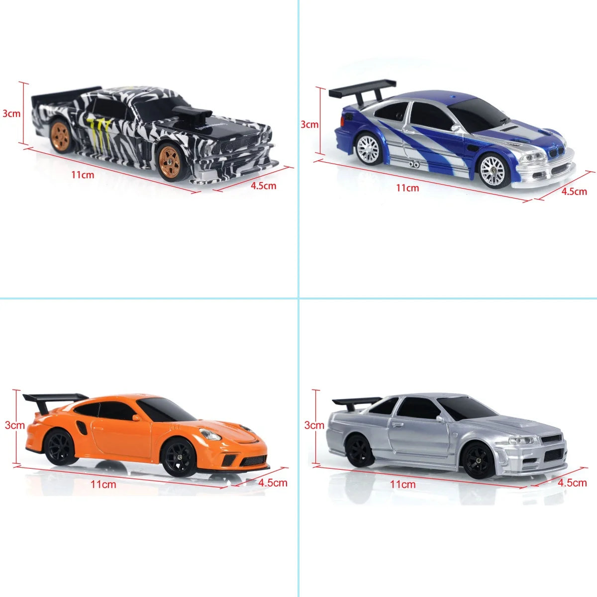 US Stock RC Drift Car 1/43 RTR Race 4WD Gyro Four-wheel Drive Radio Control High Speed Model 2.4G Racing Drifting Cars Toy Model