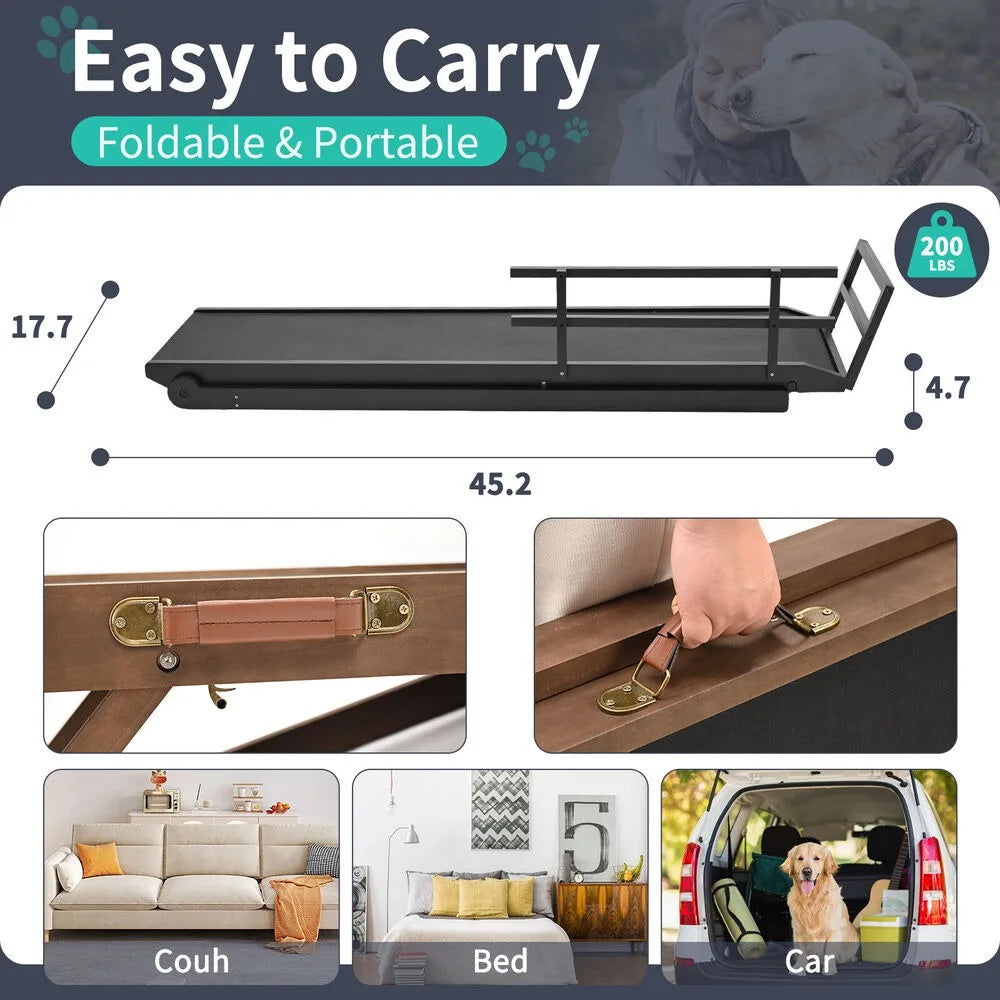 Foldable Dog Ramp For Bed Car Couch Truck Adjustable Height