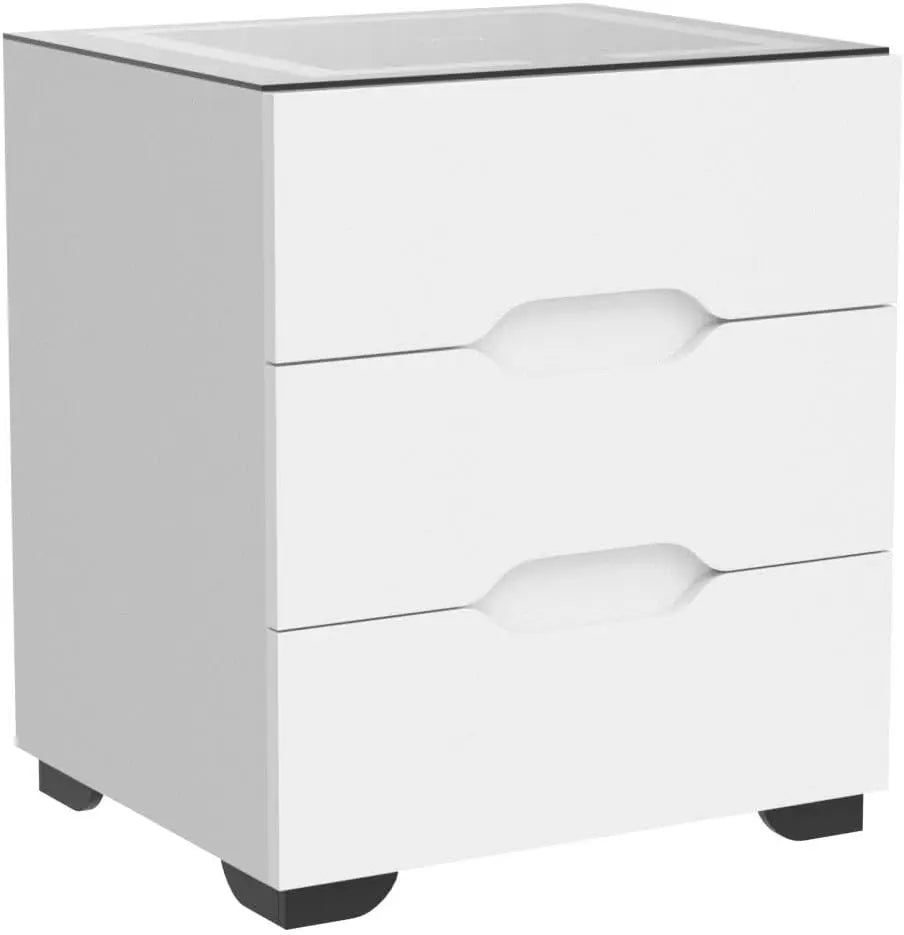 White Smart Nightstand With Wireless Charging And USB Ports
