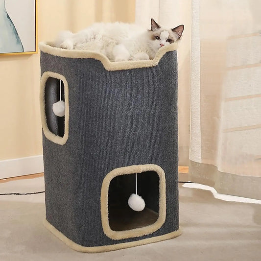 2 Layer Cat House With Nest For Indoor Cats Rectangular Cave