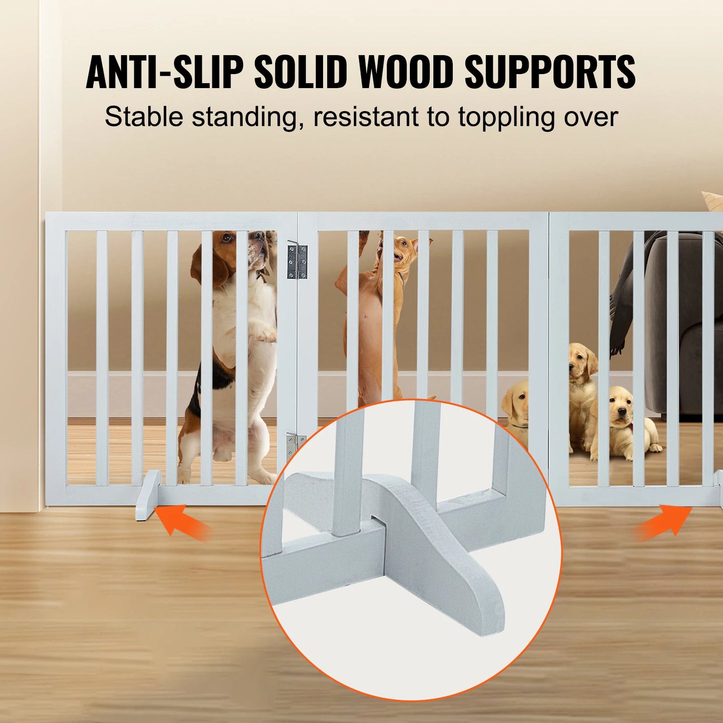 SucceBuy Freestanding Dog Gate 3 Panels Foldable Barrier