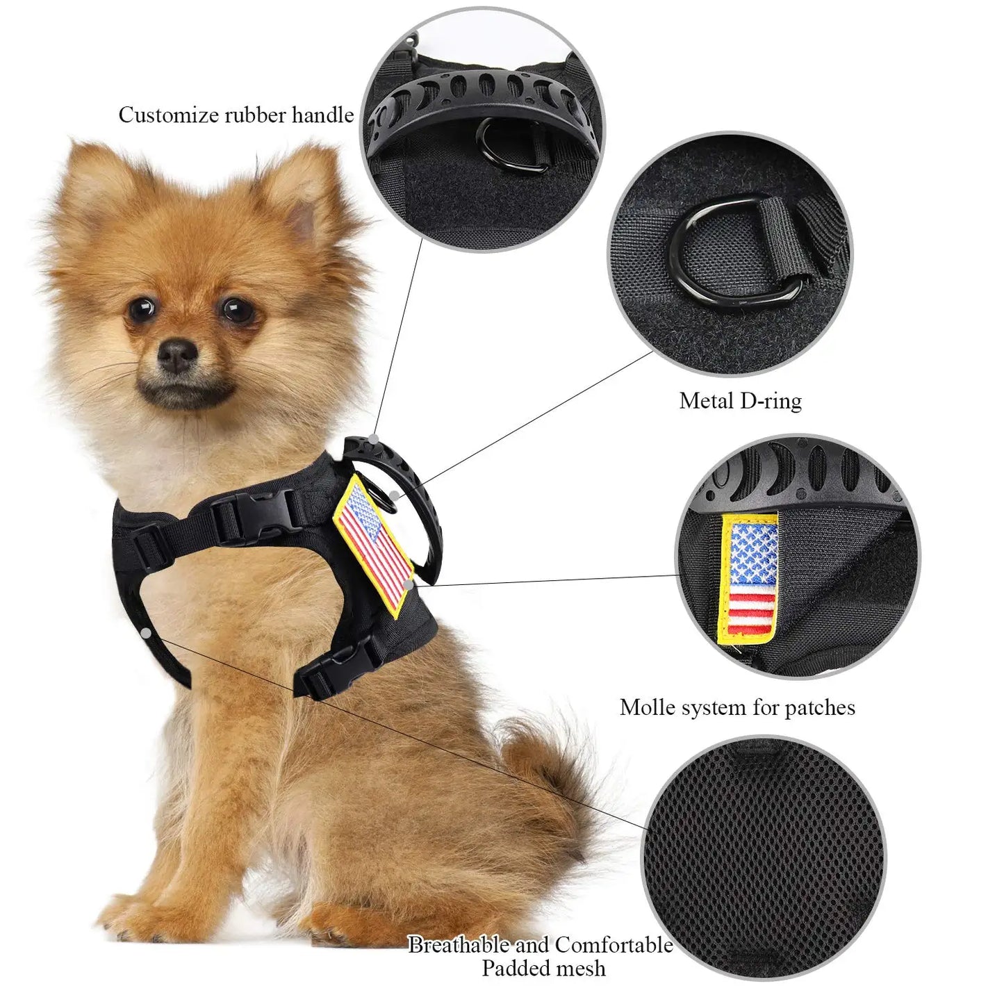 Tactical Puppy Harness Leash For Small Dogs And Cats