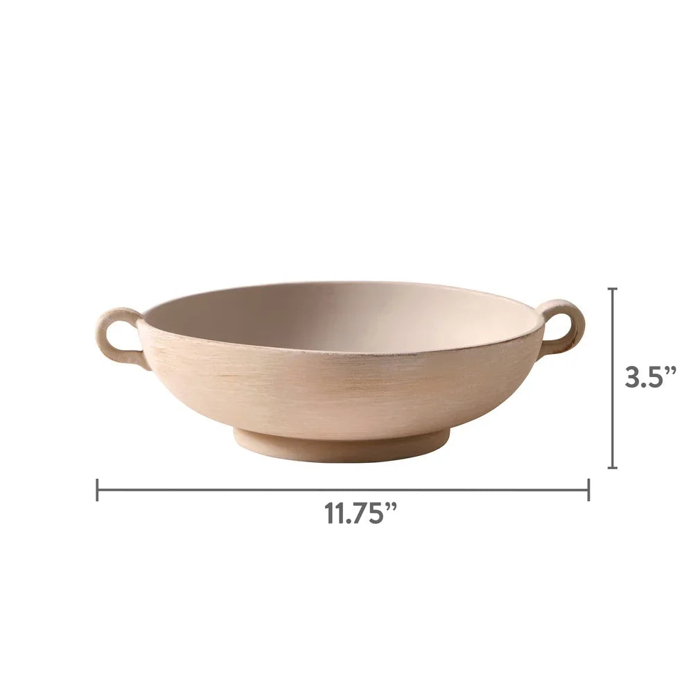 Ceramic Low Stone Distressed Bowl Decorative Centerpiece Home Tabletop Display Gift Holidays Housewarmings Birthdays