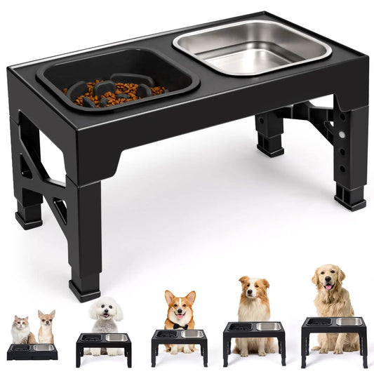 Elevated Slow Feeder Dog Bowls With Non Slip Foldable Stand