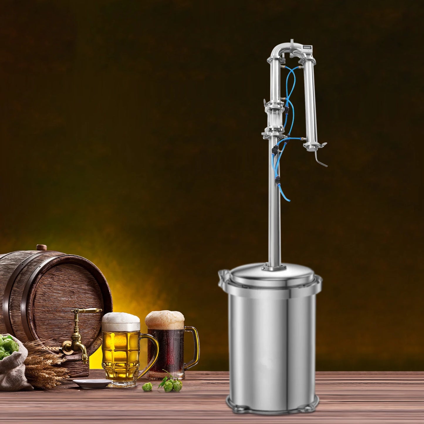 Distilling Equipment, Tubular Distillation Tower Sight Glass Copper Mesh 2" Moonshine Reflux Column Brew Bear Wine Making Tool