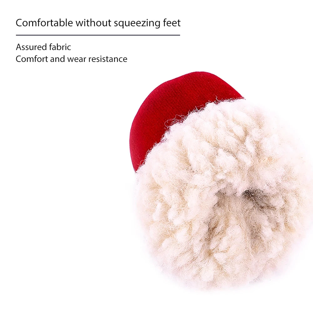4 Pack Winter Plush Dog Boots Non Slip Soft Shoes For Pets
