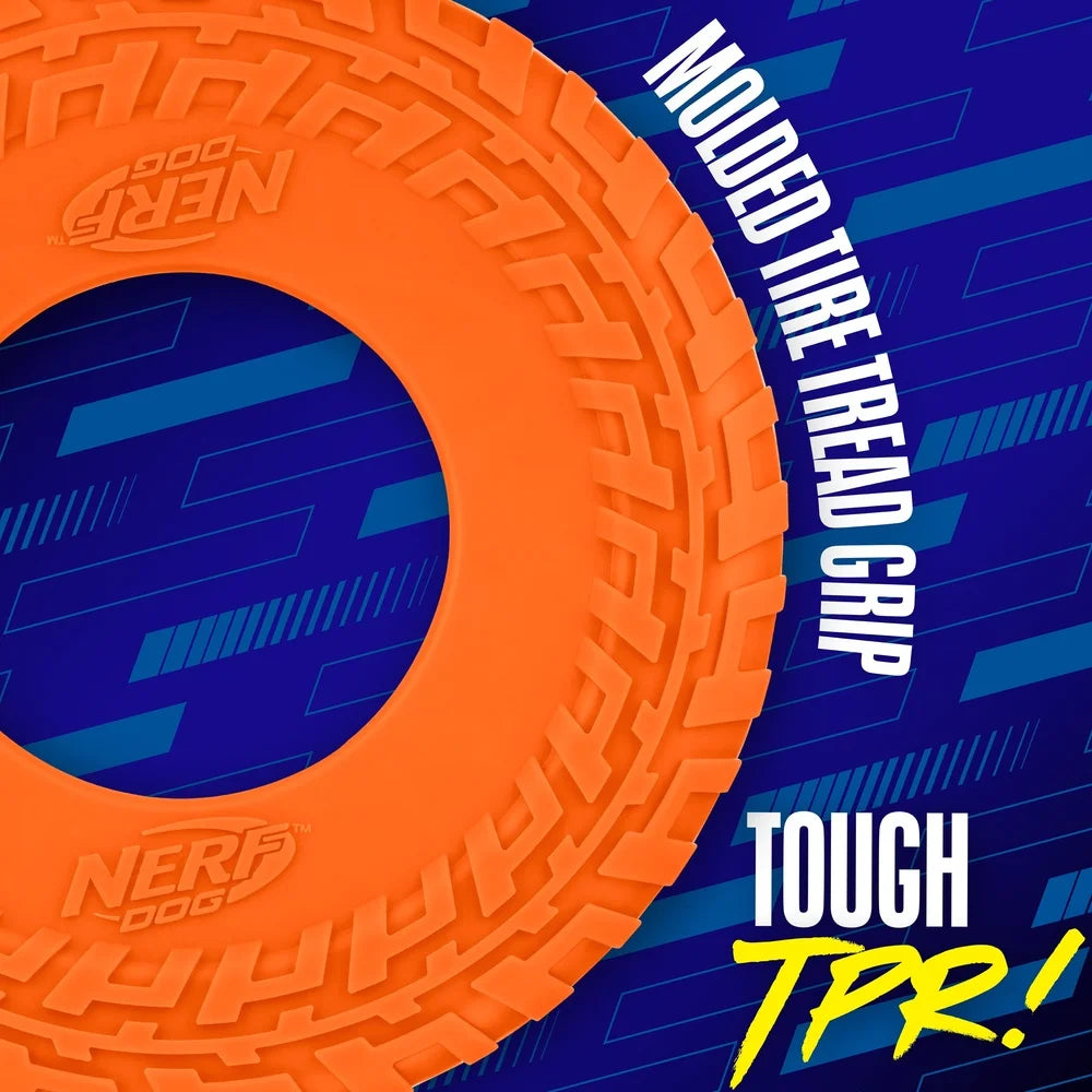 Durable 10 Inch Dog Flyer TPR Toy Fetch Aerodynamic Play Non-Slip Tire Tread Design Lightweight Portable Outdoor Fun