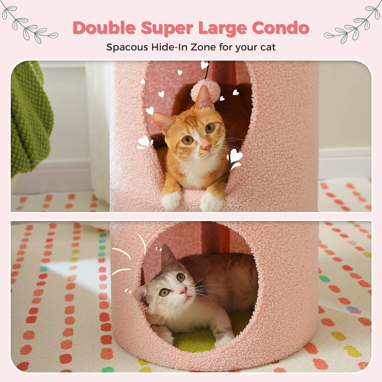 Double Deck Cat House Cozy Condos With Flower Perch Indoor