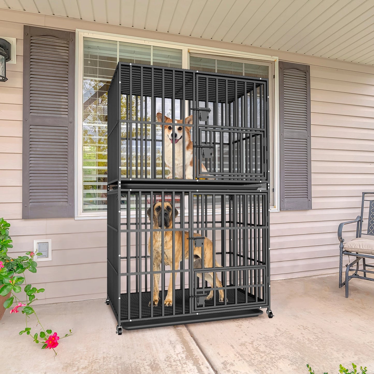 Heavy Duty Metal Dog Kennel Crate Removable Tray Lock