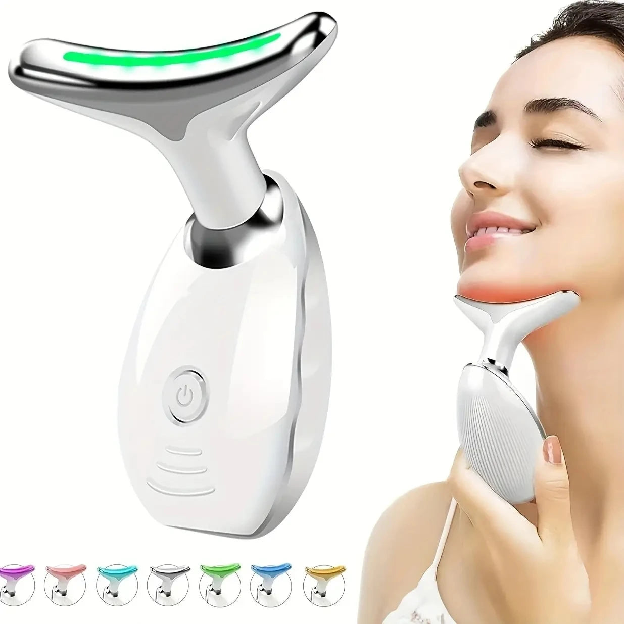 7LED Color Vibrating Neck Massager USB Charging Face Skin