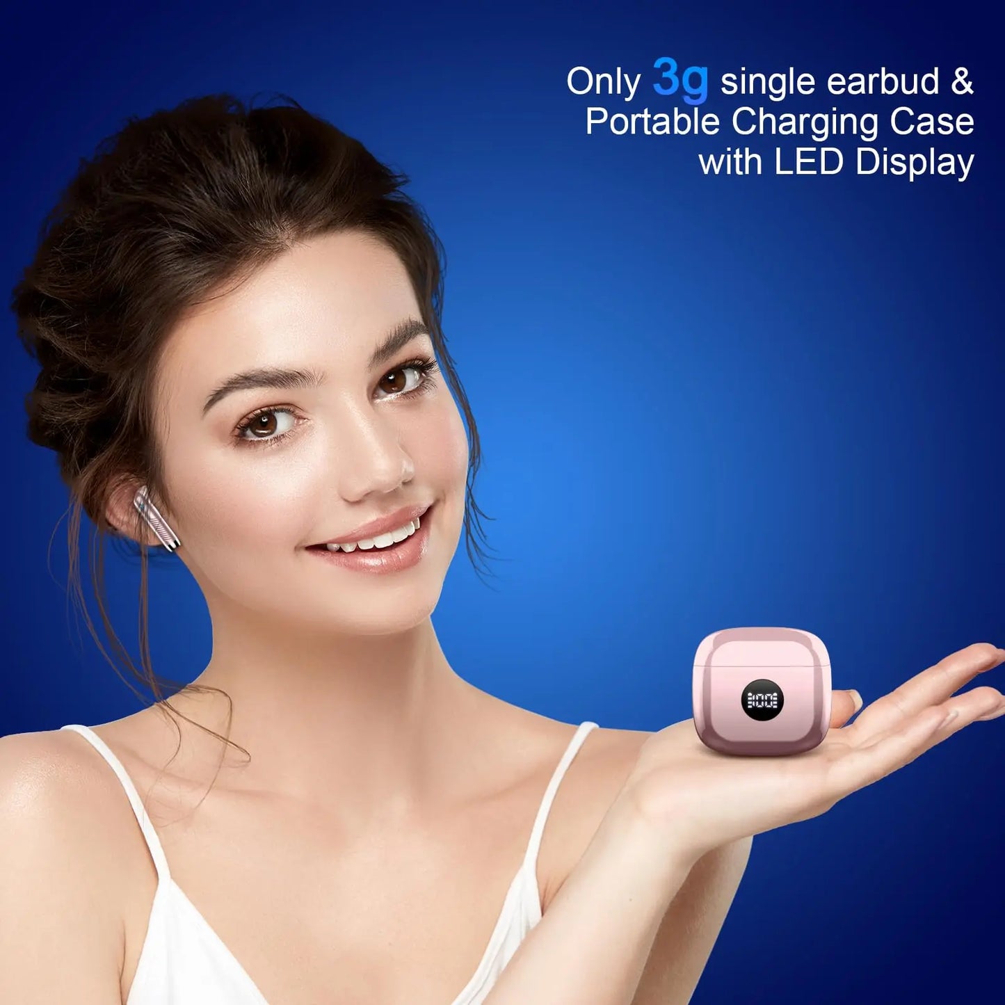 DRSAEC Wireless Earbuds, Bluetooth 5.3 Ear Buds LED Power Display Headphones, in-Ear Noise Cancelling Mic, 40H Playback.