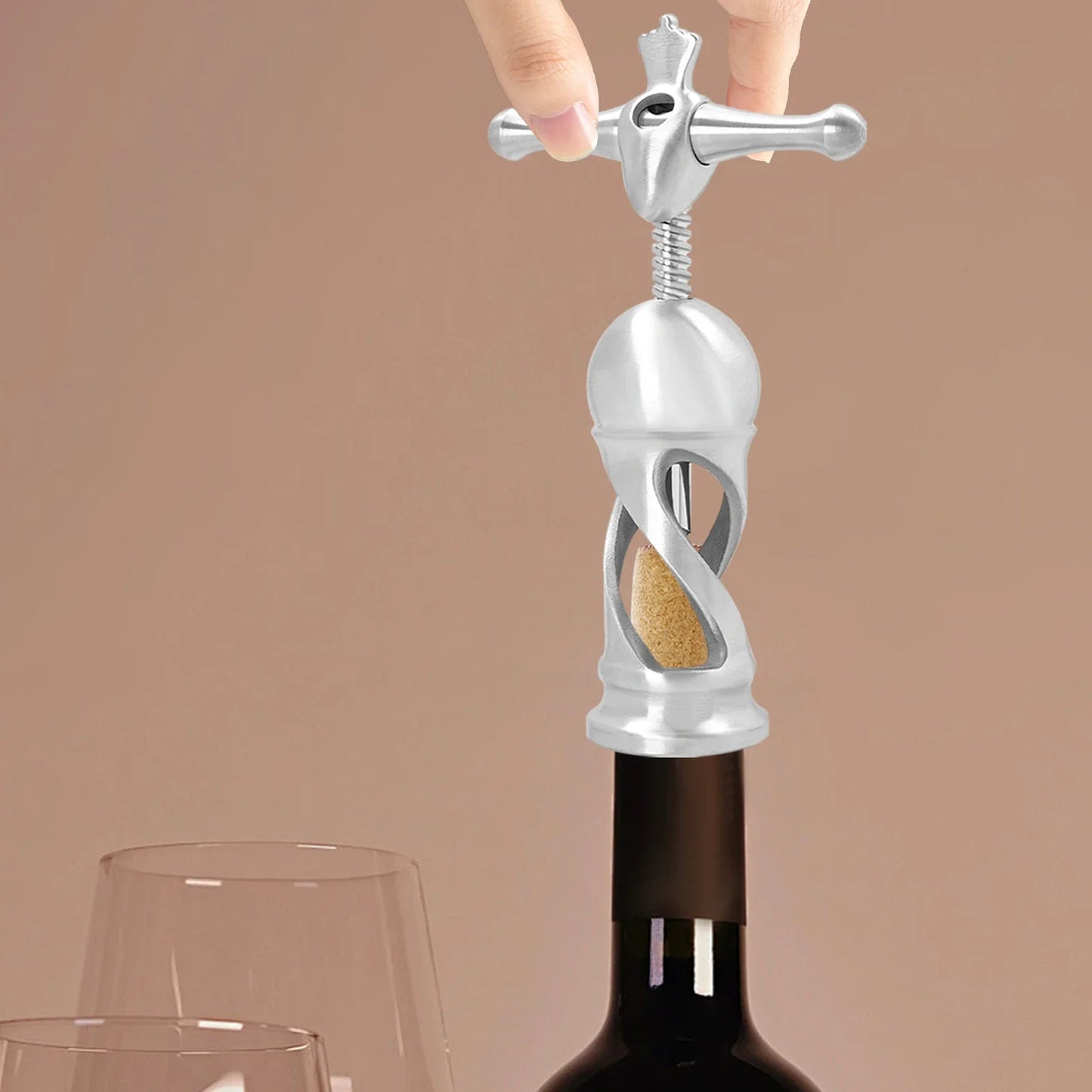 Wine Bottle Opener with Non-Slip Handle, SUS304 Stainless Steel, Comfortable Grip for Effortless Wine Opening