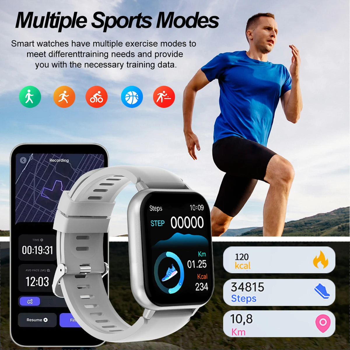 The fashionable smart watch has a full touch screen, can answer and make calls, and has message reminders and other functions. I