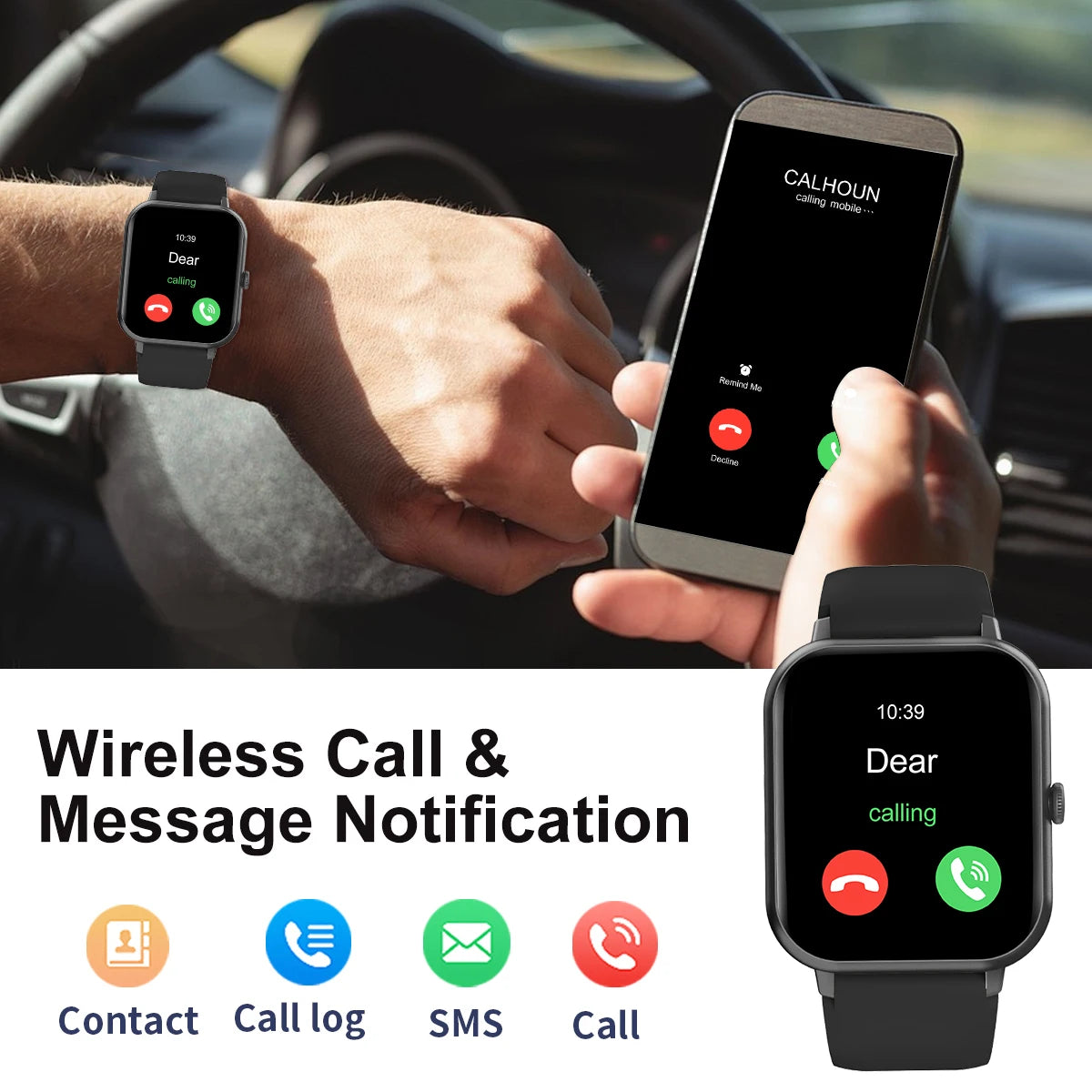 The fashionable smart watch has a full touch screen, can answer and make calls, and has message reminders and other functions. I