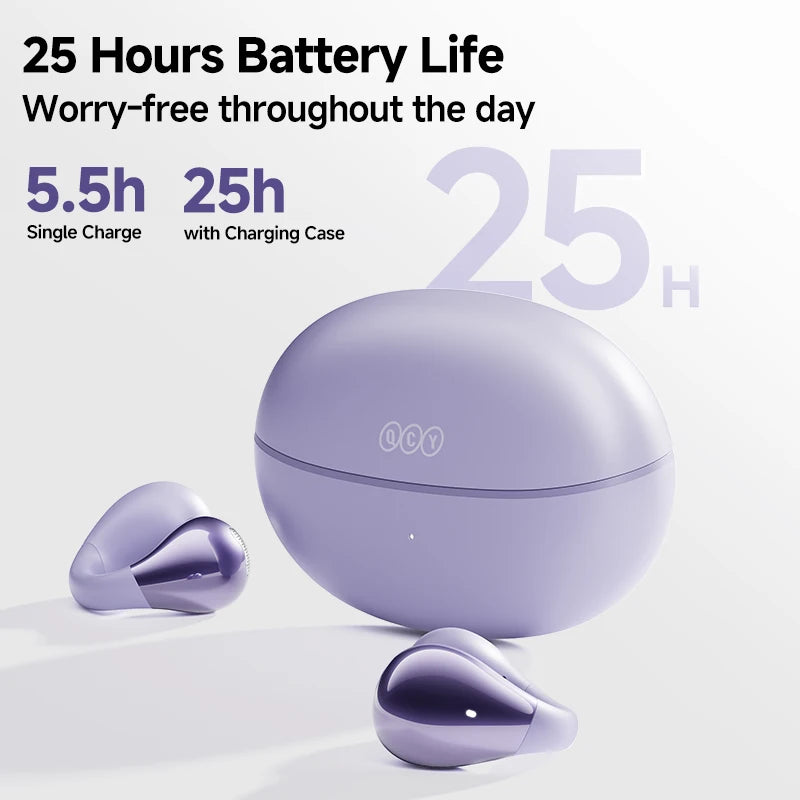 QCY Crossky C30 Earclip Wireless Earphones Bluetooth 5.4 Open Ear Sports TWS Earbuds Dual-Connection Headphone Clip-on Headset