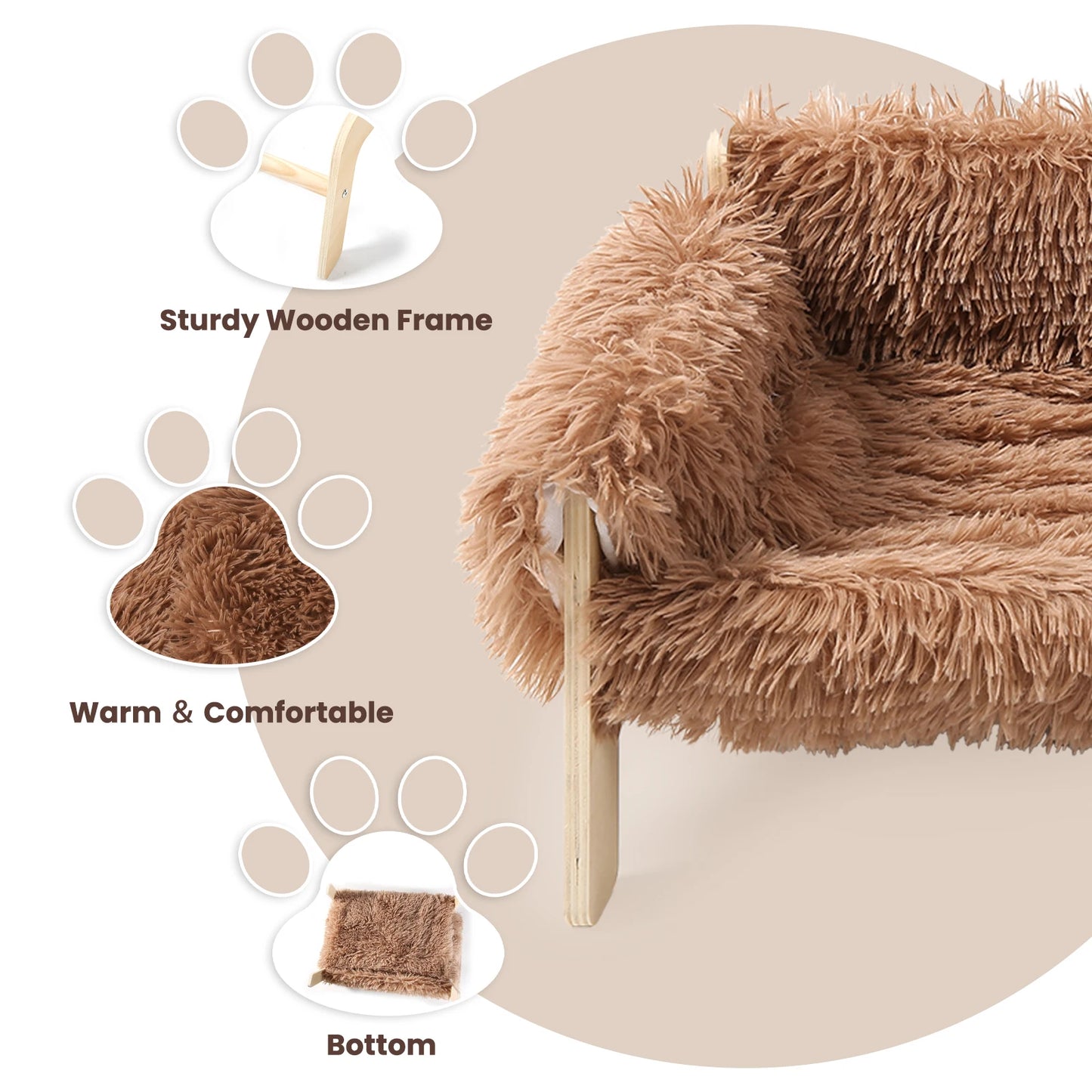 Raised Wooden Leg Cat Sofa Bed For Indoor Cats Comfort